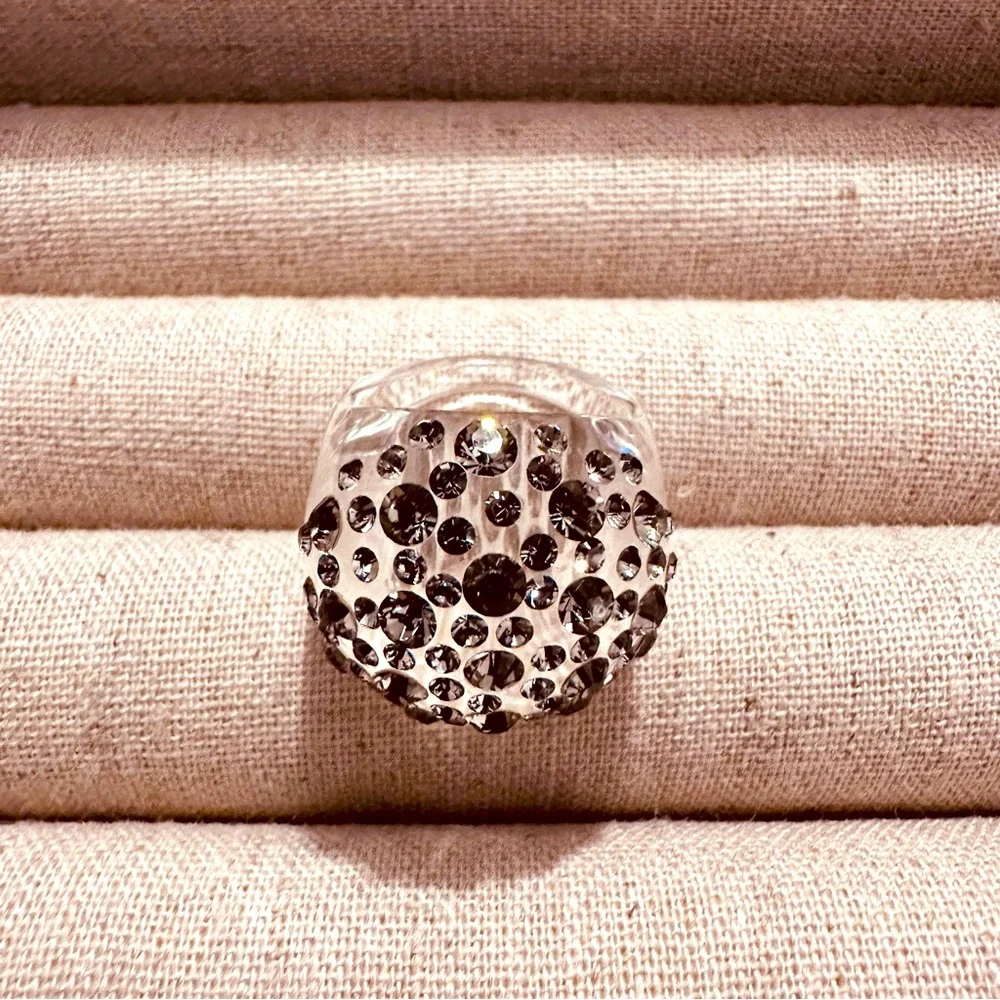 bp| Ring | Disco Ball Plastic Ring with Grayish Stones | Modern | Disco